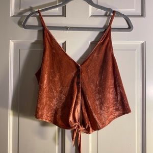 Free People | Velvet Front Tie Cropped Tank